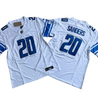 Men's Detroit Lions #20 Barry Sanders White 2023 F.U.S.E. Vapor Untouchable Limited Stitched Jersey