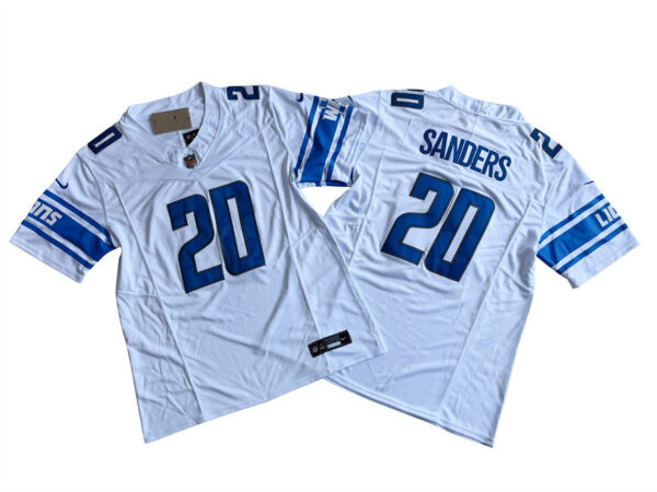 Men's Detroit Lions #20 Barry Sanders White 2023 F.U.S.E. Vapor Untouchable Limited Stitched Jersey
