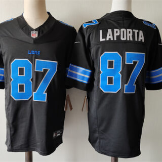 Men's Detroit Lions #87 Sam LaPorta Black 2024 F.U.S.E. 2nd Alternate Vapor Limited Stitched Jersey