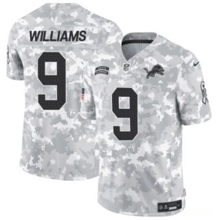 Men's Detroit Lions #9 Jameson Williams 2024 F.U.S.E Arctic Camo Salute To Service Limited Stitched Football Jersey