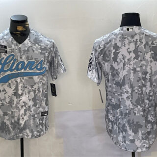 Men's Detroit Lions Blank 2024 Arctic Camo Salute To Service Stitched Baseball Jersey