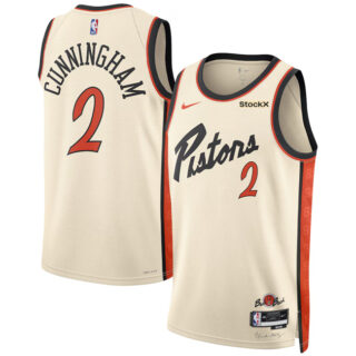 Men's Detroit Pistons #2 Cade Cunningham Cream 2024 25 City Edition Stitched Basketball Jersey