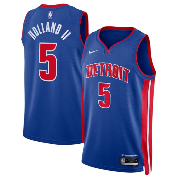 Men's Detroit Pistons #5 Ron Holland II Blue 2024 Draft Icon Edition Stitched Jersey