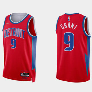 Men's Detroit Pistons #9 Jerami Grant 75th Anniversary Red Stitched Jersey