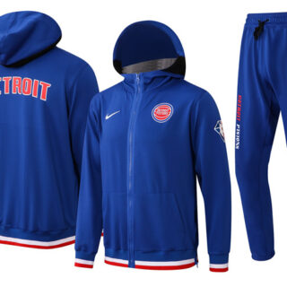 Men's Detroit Pistons 75th Anniversary Royal Performance Showtime Full-Zip Hoodie Jacket And Pants Suit