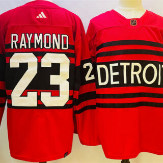 Men's Detroit Red Wings #23 Lucas Raymond Red 2022 23 Reverse Retro Stitched Jersey
