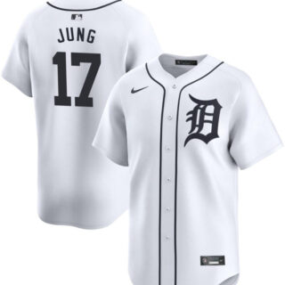 Men's Detroit Tigers #17 Jace Jung White 2024 Home Limited Stitched Baseball Jersey