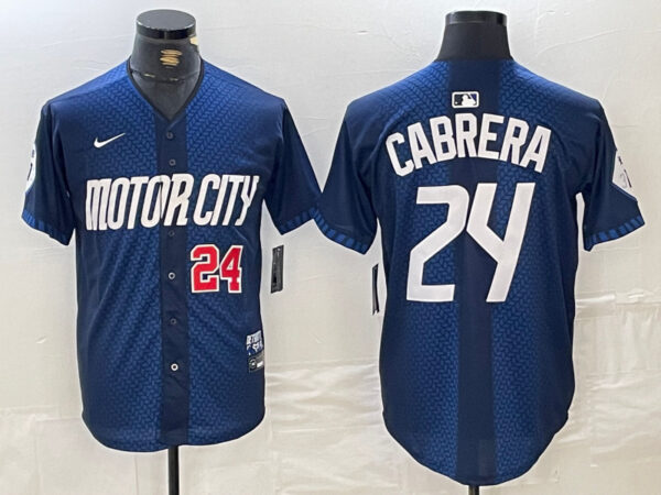 Men's Detroit Tigers #24 Miguel Cabrera 2024 Navy City Connect Cool Base Limited Stitched Jerseys
