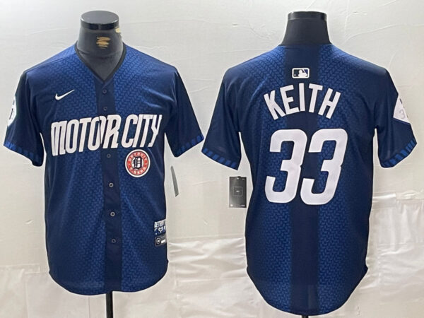 Men's Detroit Tigers #33 Colt Keith 2024 Navy City Connect Cool Base Limited Stitched Jerseys