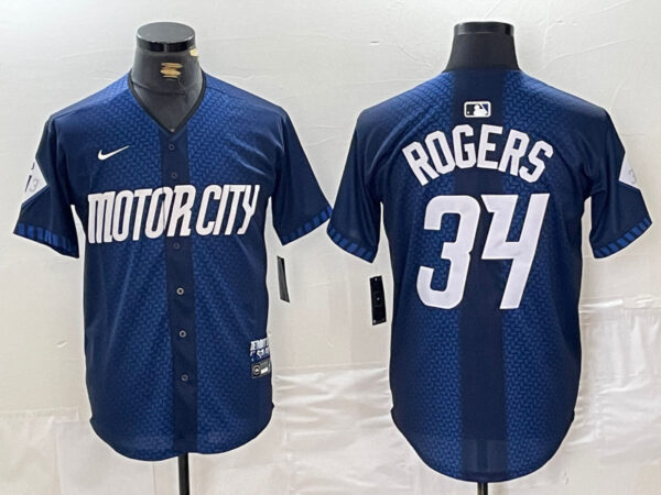 Men's Detroit Tigers #34 Jake Rogers 2024 Navy City Connect Cool Base Limited Stitched Jerseys