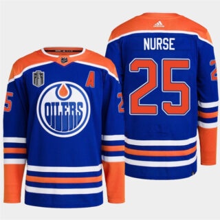 Men's Edmonton Oilers #25 Darnell Nurse Royal 2024 Stanley Cup Final Patch Stitched Jersey