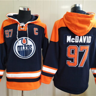 Men's Edmonton Oilers #97 Connor McDavid Navy Ageless Must-Have Lace-Up Pullover Hoodie