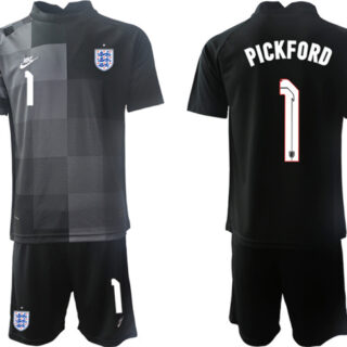 Men's England #1 Pickford Black Goalkeeper Soccer Jersey Suit