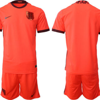 Men's England Blank Orange Away Soccer Jersey Suit