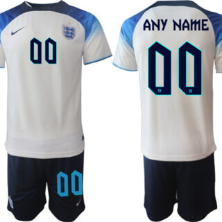 Men's England Custom White Home Soccer Jersey Suit