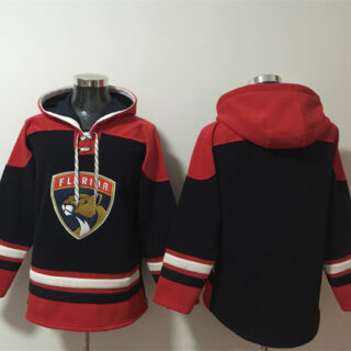 Men's Florida Panthers Blank Black Red Lace-Up Pullover Hoodie
