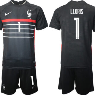 Men's France #1 Lloris Black Home Soccer Jersey Suit