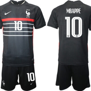 Men's France #10 Mbappe Black Home Soccer Jersey Suit