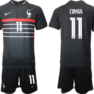 Men's France #11 Coman Black Home Soccer Jersey Suit