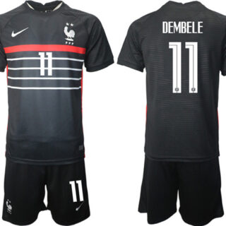 Men's France #11 Dembele Black Home Soccer Jersey Suit