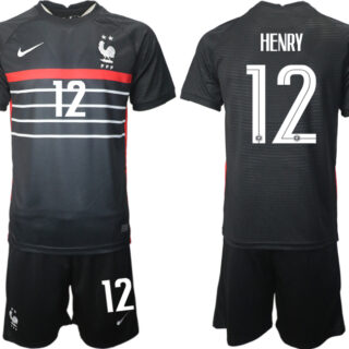Men's France #12 Henry Black Home Soccer Jersey Suit