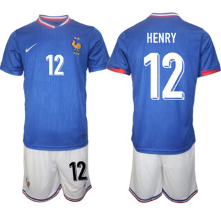 Men's France #12 Henry Blue 2024-25 Home Soccer Jersey