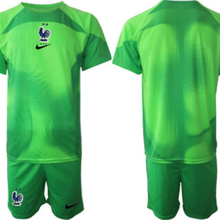Men's France Goalkeeper Green 2022 FIFA World Cup Home Soccer Jersey Suit 1