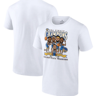 Men's Golden State Warriors 2021-2022 White NBA Finals Champions Caricature T-Shirt