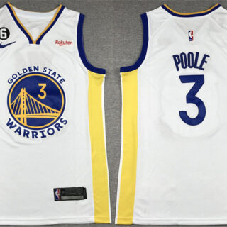 Men's Golden State Warriors #3 Jordan Poole White With No.6 Patch Stitched Jersey