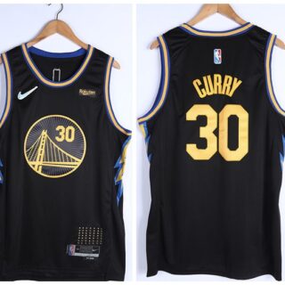Men's Golden State Warriors #30 Stephen Curry 75th Anniversary Black Stitched Basketball Jersey