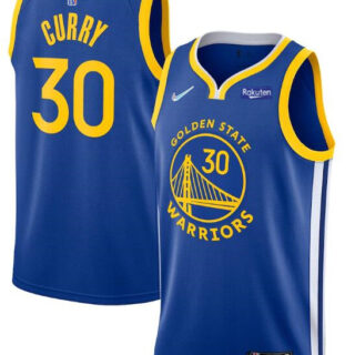 Men's Golden State Warriors #30 Stephen Curry 75th Anniversary Royal Stitched Basketball Jersey