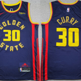 Men's Golden State Warriors #30 Stephen Curry Navy 2024 25 City Edition Stitched Basketball Jersey