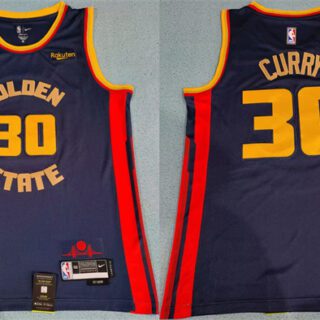 Men's Golden State Warriors #30 Stephen Curry Navy 2024 25 City Edition Stitched Basketball Jersey