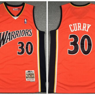 Men's Golden State Warriors #30 Stephen Curry Orange 2009-10 Throwback Stitched Jersey