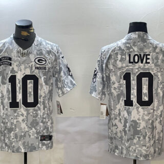 Men's Green Bay Packers #10 Jordan Love 2024 F.U.S.E Arctic Camo Salute To Service Limited Stitched Football Jersey