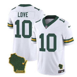 Men's Green Bay Packers #10 Jordan Love White 2023 F.U.S.E. Home Patch Vapor Untouchable Limited Stitched Jersey