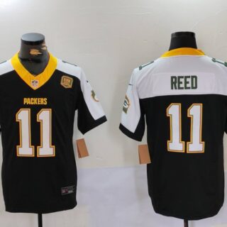 Men's Green Bay Packers #11 Jayden Reed Black White 2024 F.U.S.E. Home Patch 13 Time World Champions Vapor Untouchable Limited Stitched Jersey