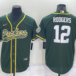 Men's Green Bay Packers #12 Aaron Rodgers Green Cool Base Stitched Baseball Jersey