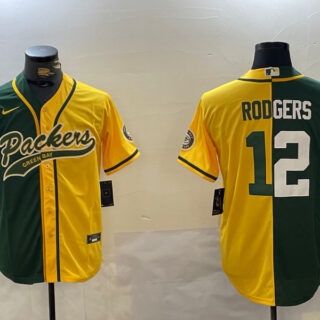 Men's Green Bay Packers #12 Aaron Rodgers Green Cool Base Stitched Baseball Jerseys