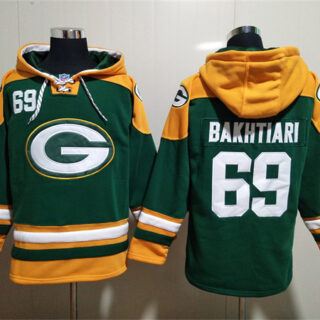 Men's Green Bay Packers #69 David Bakhtiari Green Lace-Up Pullover Hoodie