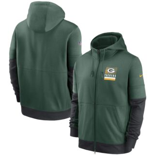 Men's Green Bay Packers New 2020 Nike Green Black Fan Gear Mascot Performance Full Zip Hoodie