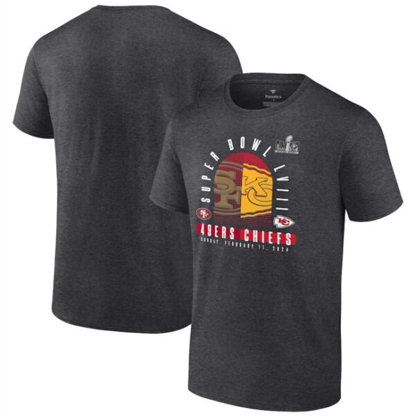 Men's Heather Charcoal San Francisco 49ers Vs. Kansas City Chiefs Super Bowl LVIII Matchup Final Battle T-Shirt