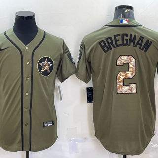 Men's Houston Astros #2 Alex Bregman Olive Salute To Service Cool Base Stitched Jersey