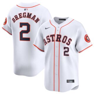 Men's Houston Astros #2 Alex Bregman White 2024 Home Limited Stitched Baseball Jersey