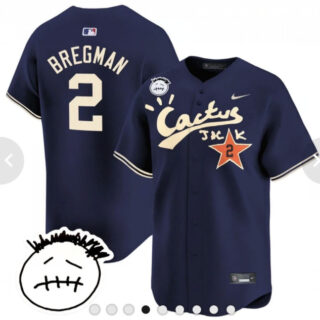 Men's Houston Astros #2 Bregman Cactus Jack Vapor Premier Limited Stitched Navy Baseball Jersey