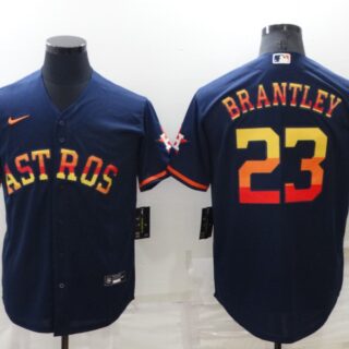 Men's Houston Astros #23 Michael Brantley 2022 Navy Cool Base Stitched Jersey
