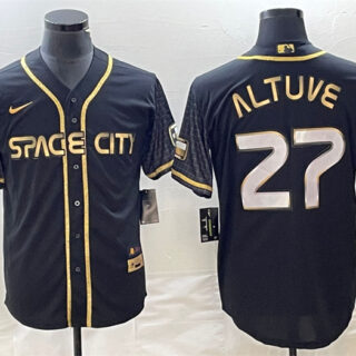 Men's Houston Astros #27 Jose Altuve Black City Connect Cool Base Stitched Baseball Jersey