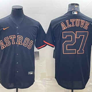 Men's Houston Astros #27 Jose Altuve Black Cool Base Stitched Jersey