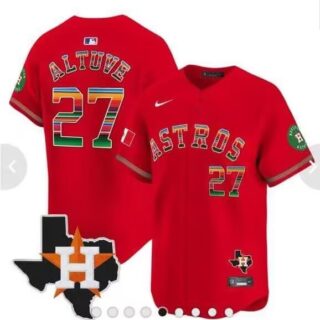 Men's Houston Astros #27 Jose Altuve Red Mexico Texas Cool Base Stitched Baseball Jersey