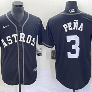 Men's Houston Astros #3 Jeremy Peña Black Cool Base Stitched Baseball Jersey